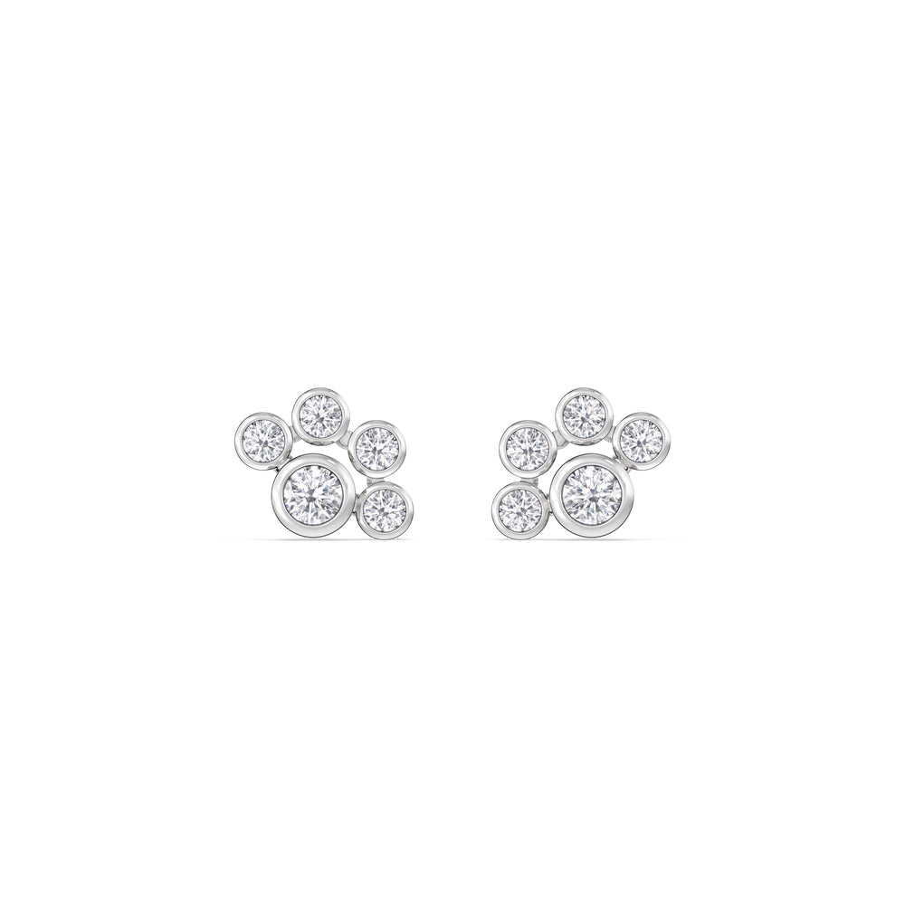 Galaxy Flatback Studs with 14KT White Gold / Single Cut Diamond in 14KT White Gold / Single view 3
