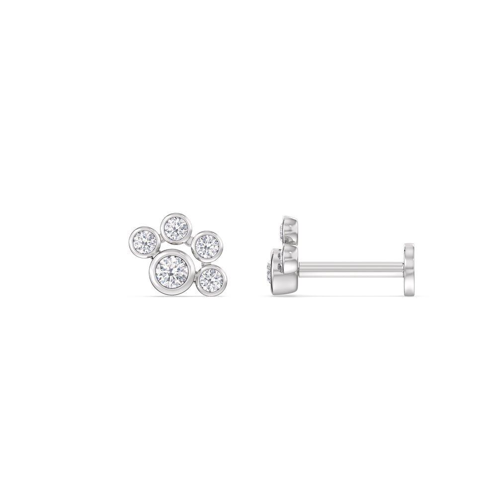 Galaxy Flatback Studs with 14KT White Gold / Pair Cut Diamond in 14KT White Gold / Pair view 4
