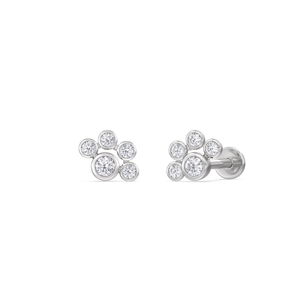Galaxy Flatback Studs with 14KT White Gold / Pair Cut Diamond in 14KT White Gold / Pair view 1
