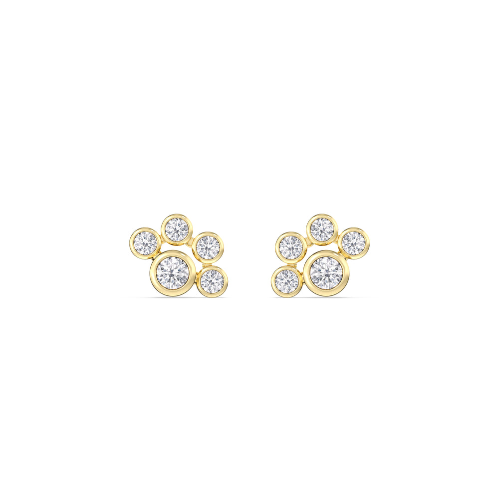 Galaxy Flatback Studs with 14KT Yellow Gold / Single Cut Diamond in 14KT Yellow Gold / Single view 3
