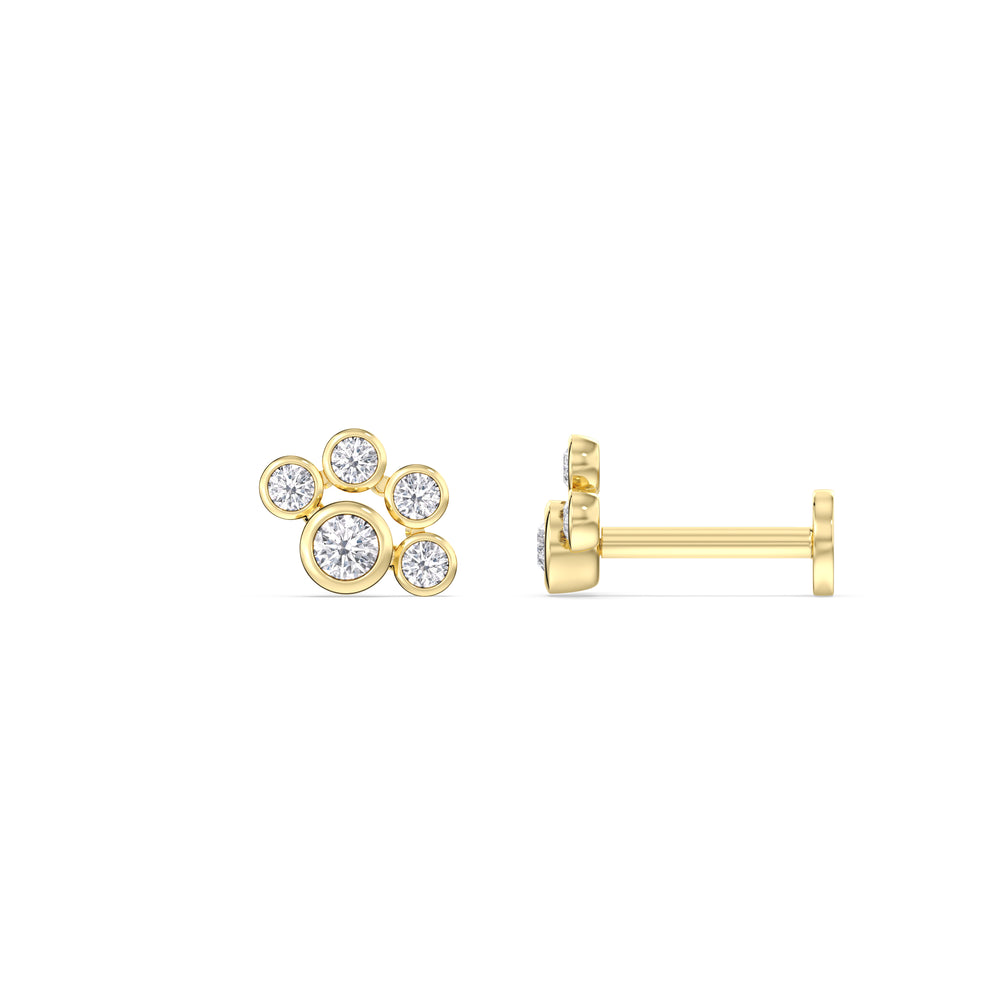 Galaxy Flatback Studs with 14KT Yellow Gold / Single Cut Diamond in 14KT Yellow Gold / Single view 4
