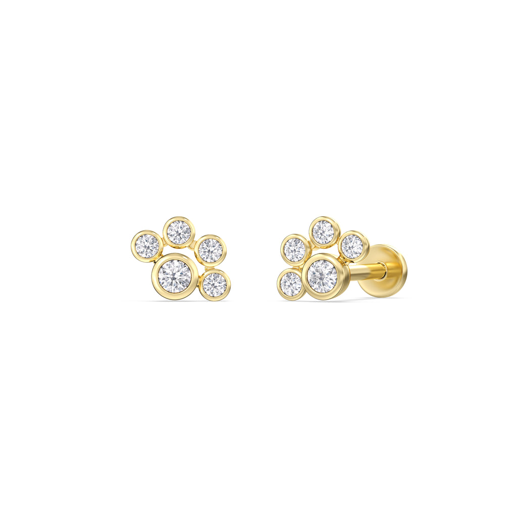 Galaxy Flatback Studs with 14KT Yellow Gold / Single Cut Diamond in 14KT Yellow Gold / Single view 1
