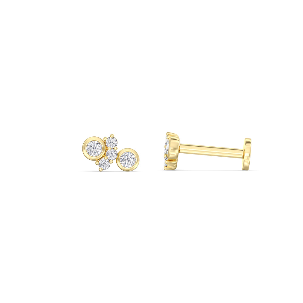 Teardrop Flatback Studs with 14KT Yellow Gold / Single Cut Diamond in 14KT Yellow Gold / Single view 4
