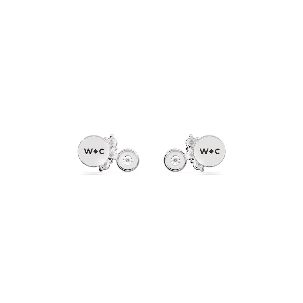 Teardrop Flatback Studs with 14KT White Gold / Single Cut Diamond in 14KT White Gold / Single view 5
