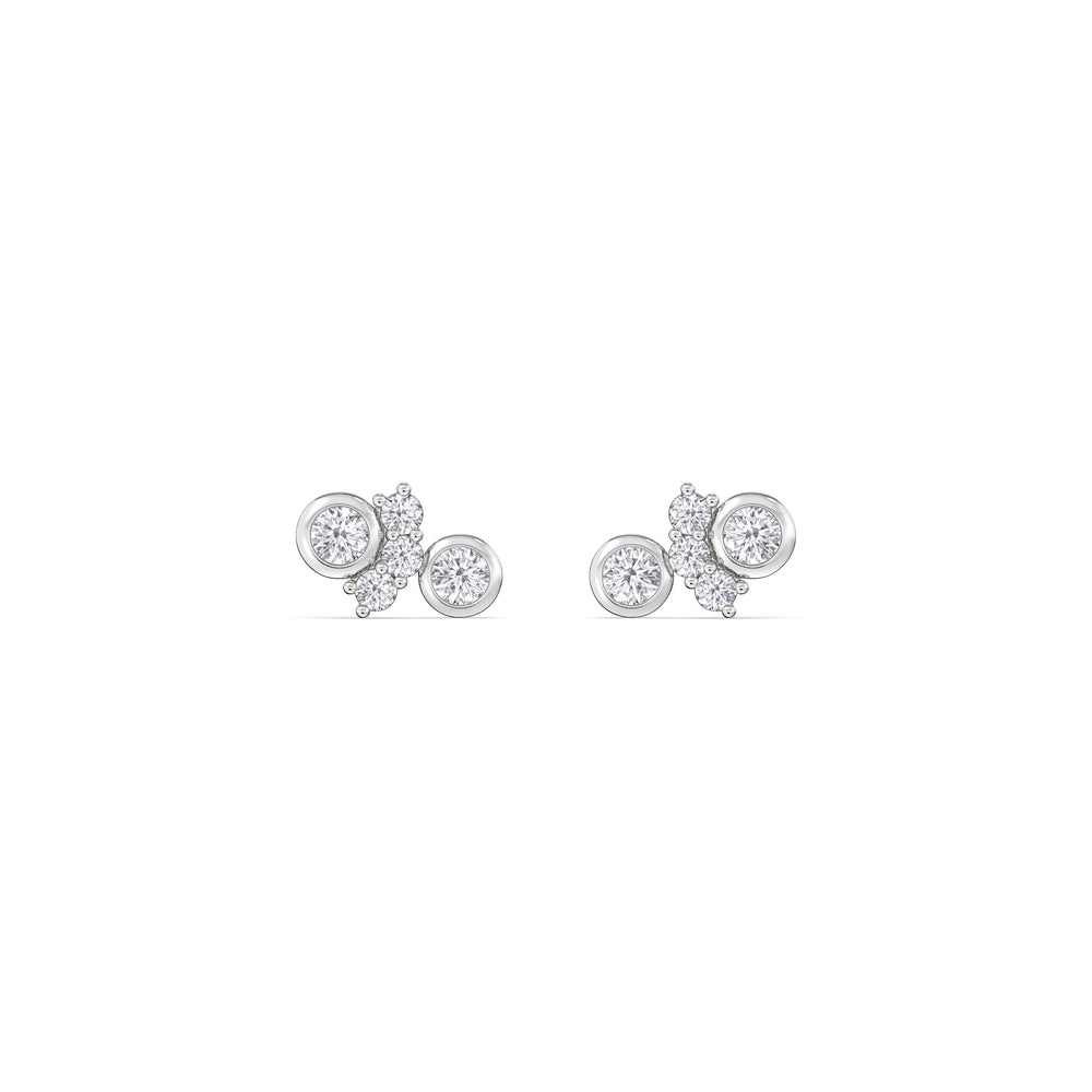 Teardrop Flatback Studs with 14KT White Gold / Single Cut Diamond in 14KT White Gold / Single view 3
