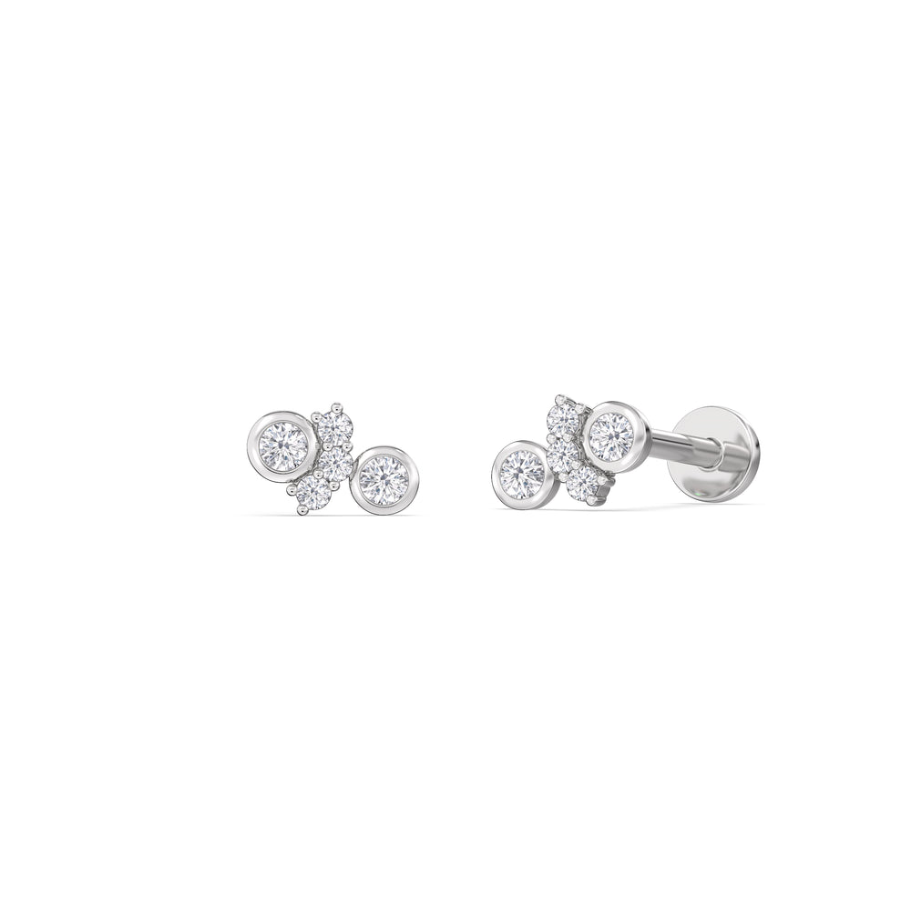 Teardrop Flatback Studs with 14KT White Gold / Single Cut Diamond in 14KT White Gold / Single view 1
