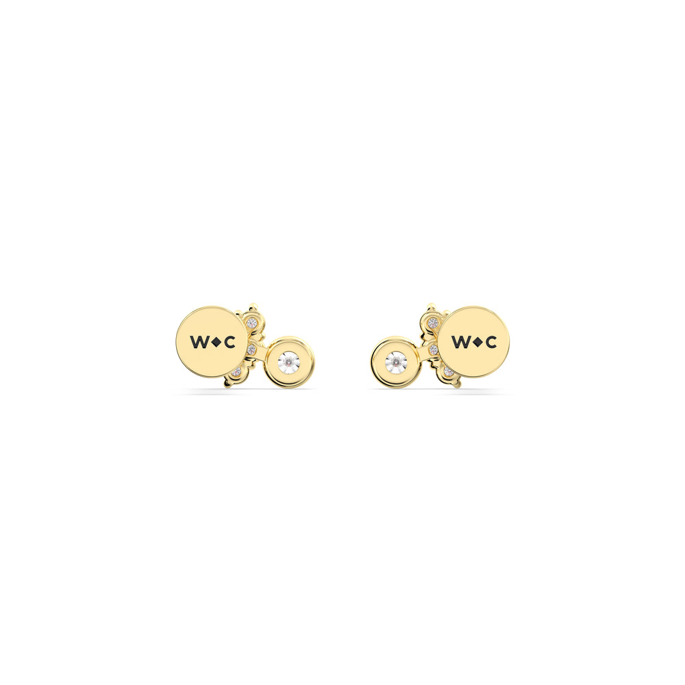 Teardrop Flatback Studs with 14KT Yellow Gold / Single Cut Diamond in 14KT Yellow Gold / Single view 5
