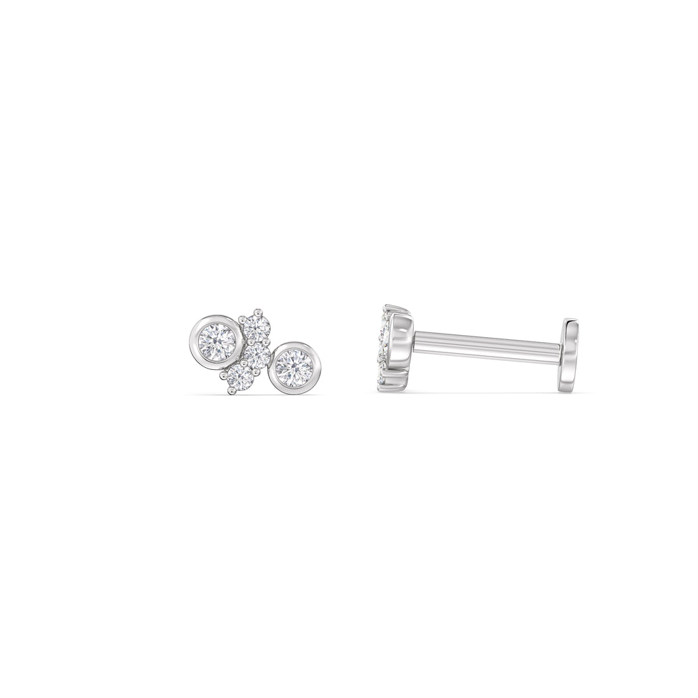 Teardrop Flatback Studs with 14KT White Gold / Pair Cut Diamond in 14KT White Gold / Pair view 4
