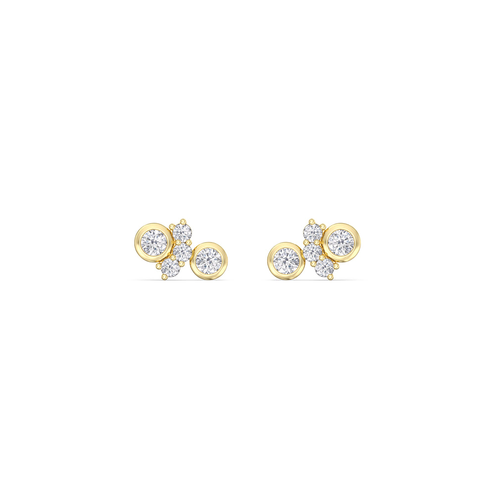 Teardrop Flatback Studs with 14KT Yellow Gold / Pair Cut Diamond in 14KT Yellow Gold / Pair view 3
