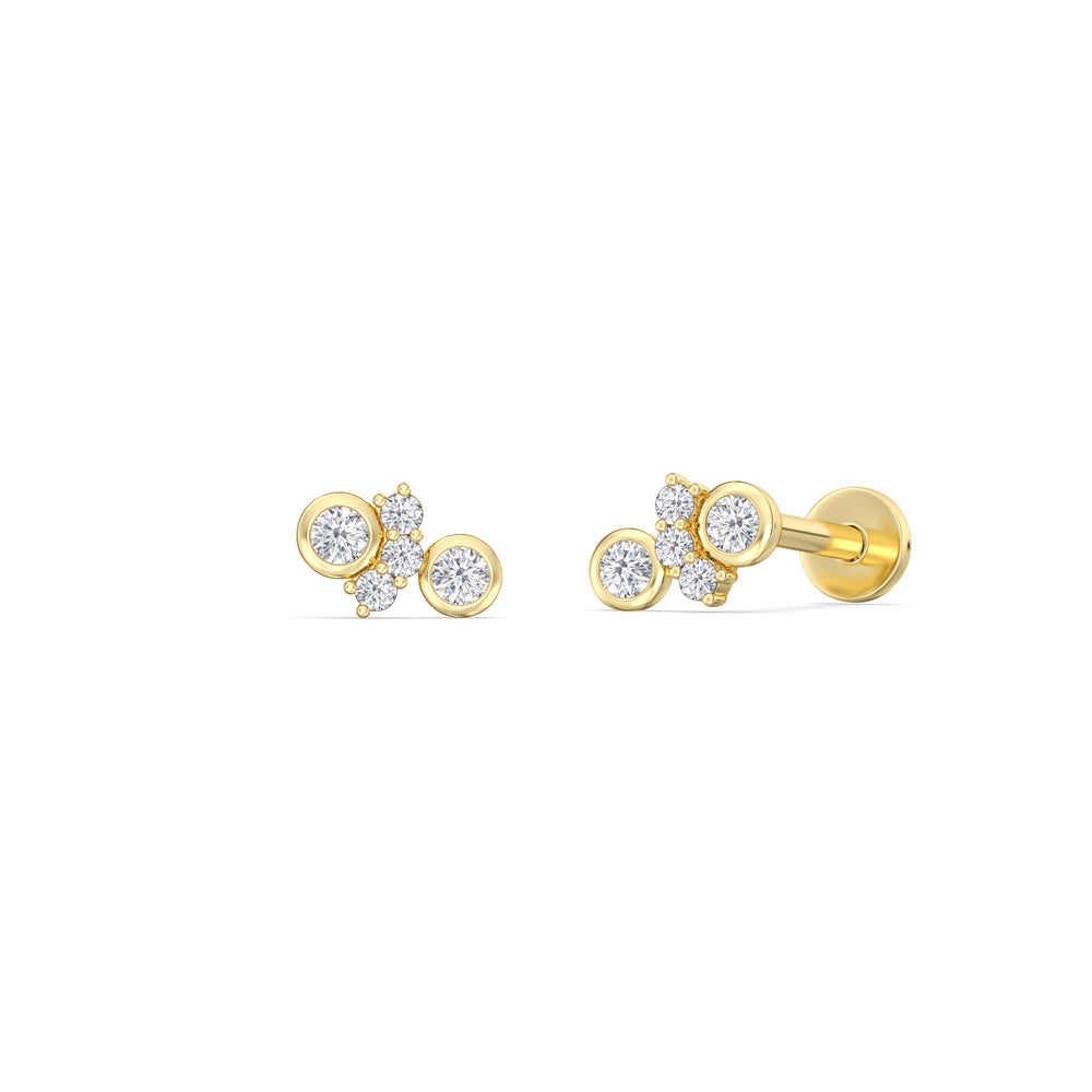 Teardrop Flatback Studs with 14KT Yellow Gold / Pair Cut Diamond in 14KT Yellow Gold / Pair view 1

