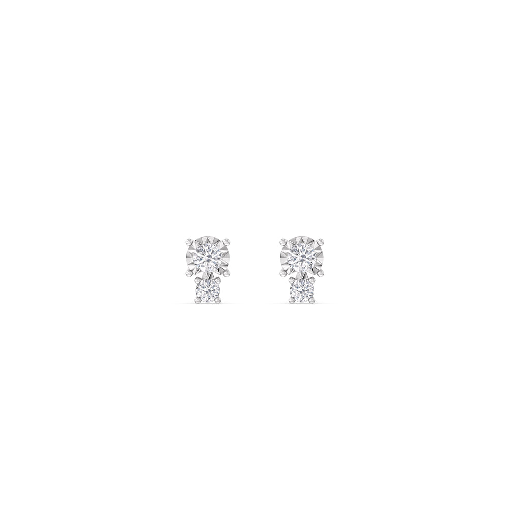 Mini Duet Flatback Studs with 14KT White Gold / Pair Cut Diamond in 14KT White Gold / Pair view 3
