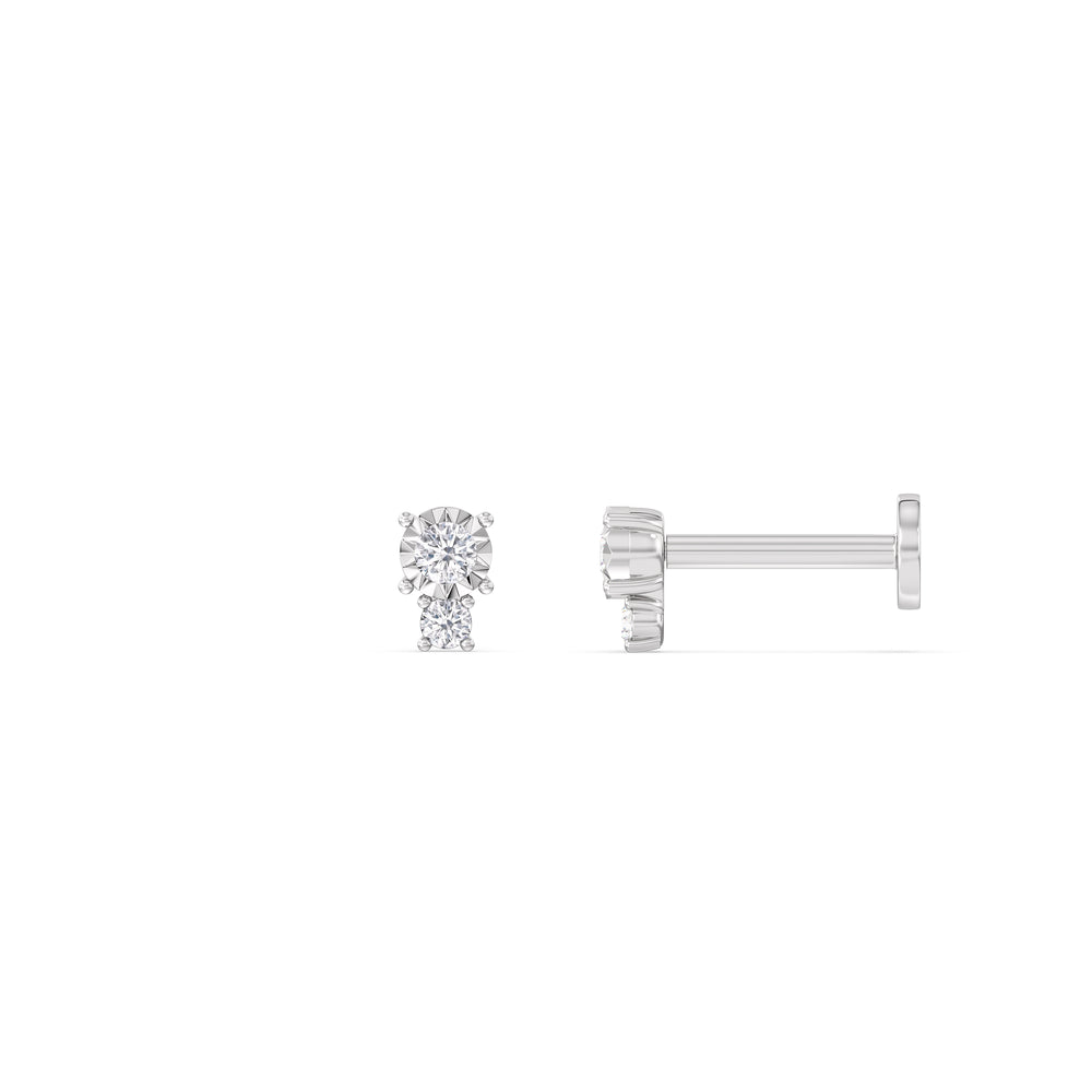Mini Duet Flatback Studs with 14KT White Gold / Single Cut Diamond in 14KT White Gold / Single view 4
