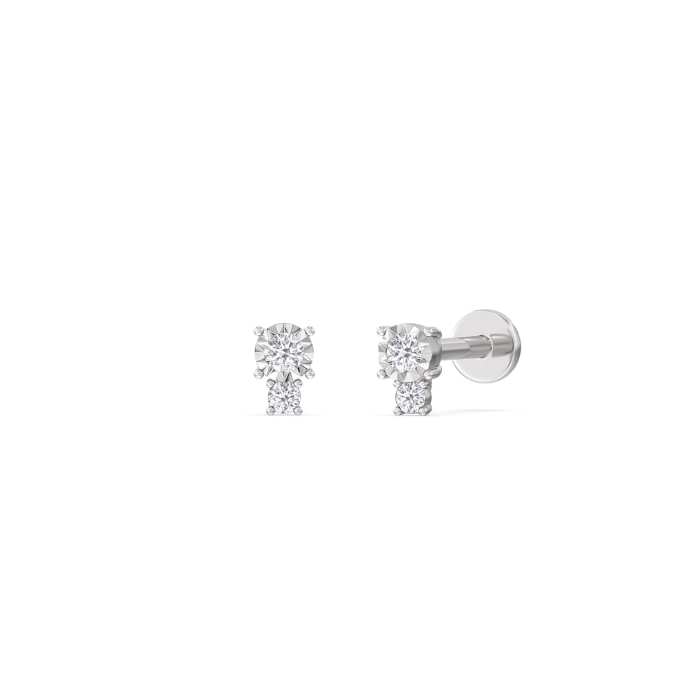 Mini Duet Flatback Studs with 14KT White Gold / Pair Cut Diamond in 14KT White Gold / Pair view 1
