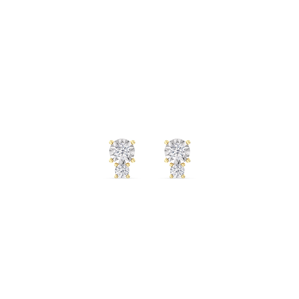 Mini Duet Flatback Studs with 14KT Yellow Gold / Single Cut Diamond in 14KT Yellow Gold / Single view 3
