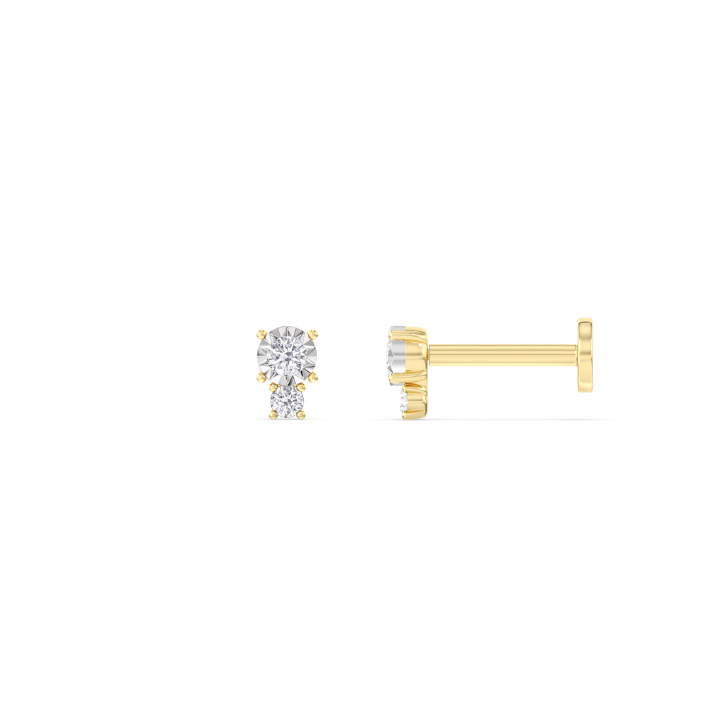 Mini Duet Flatback Studs with 14KT Yellow Gold / Single Cut Diamond in 14KT Yellow Gold / Single view 4
