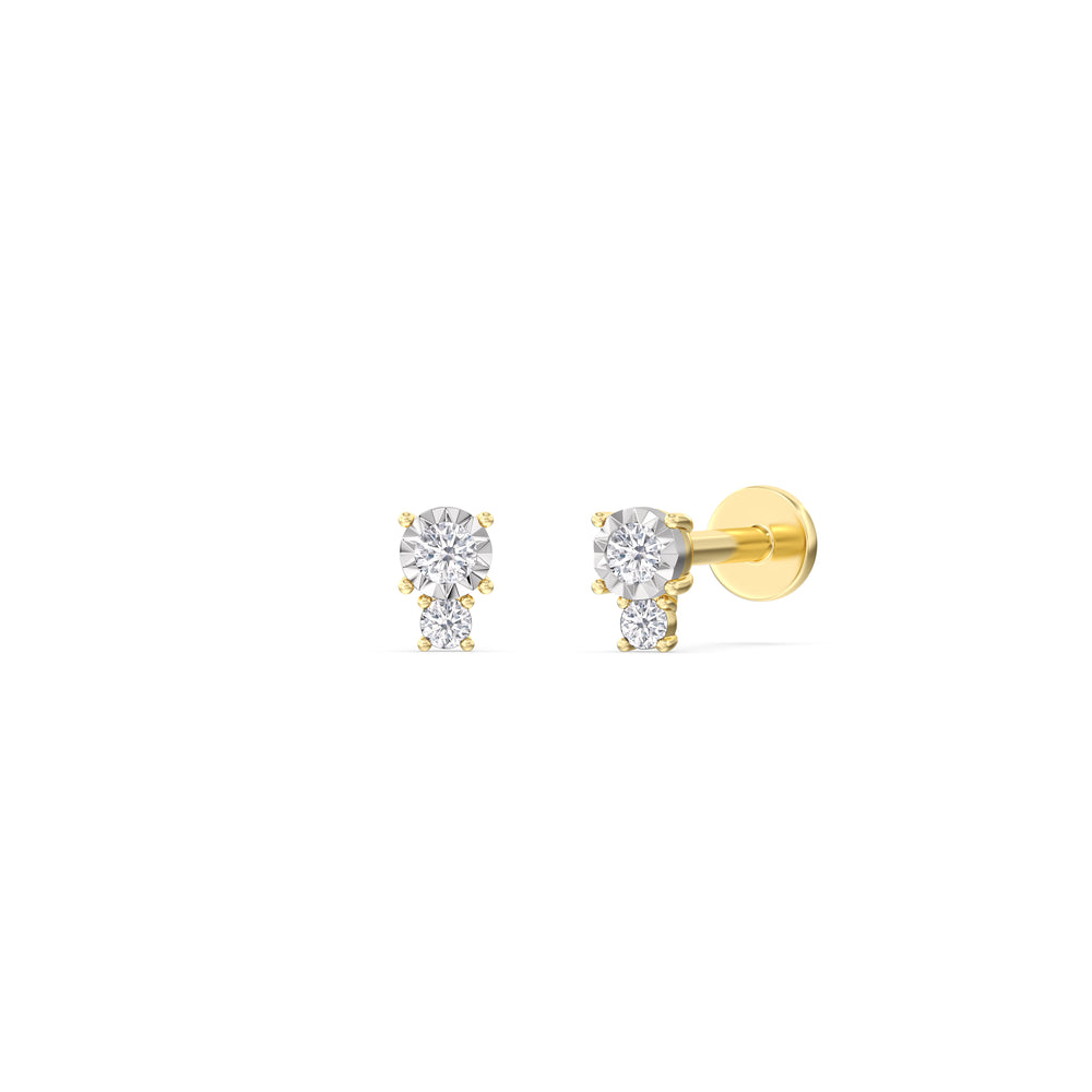 Mini Duet Flatback Studs with 14KT Yellow Gold / Single Cut Diamond in 14KT Yellow Gold / Single view 1
