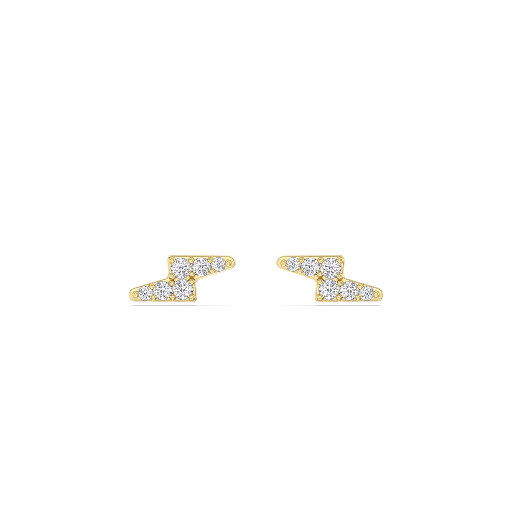 Bolt Flatback Studs with 14KT Yellow Gold / Left Cut Diamond in 14KT Yellow Gold / Left view 4
