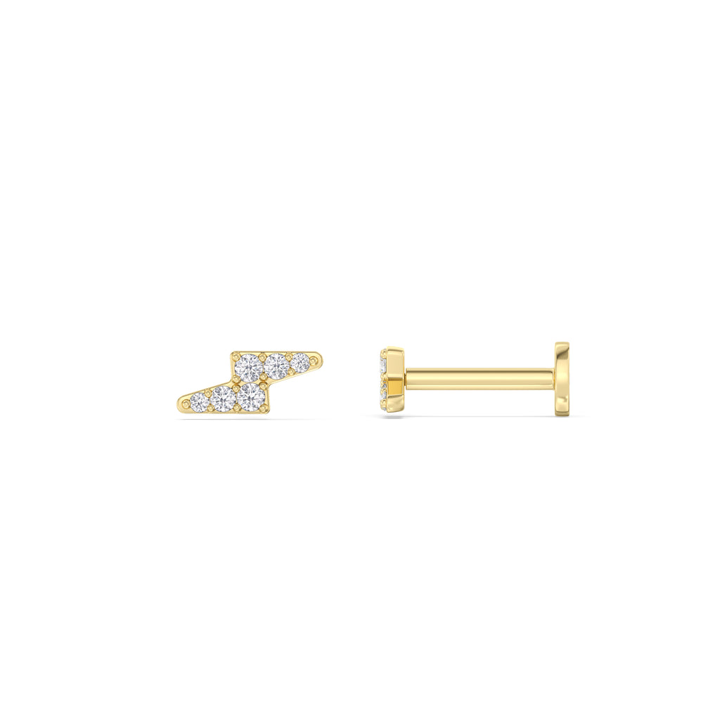 Bolt Flatback Studs with 14KT Yellow Gold / Left Cut Diamond in 14KT Yellow Gold / Left view 5
