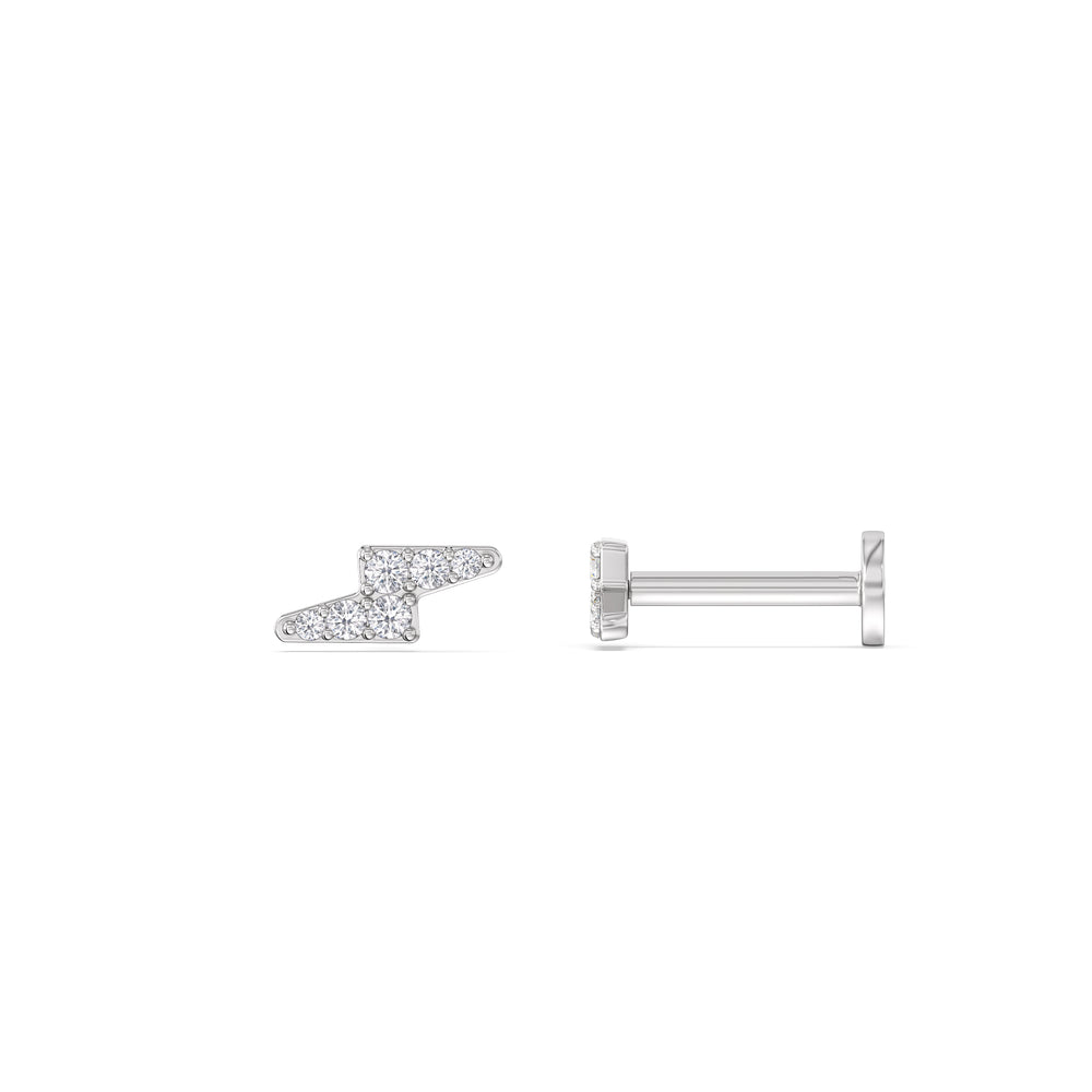 Bolt Flatback Studs with 14KT White Gold / Left Cut Diamond in 14KT White Gold / Left view 5
