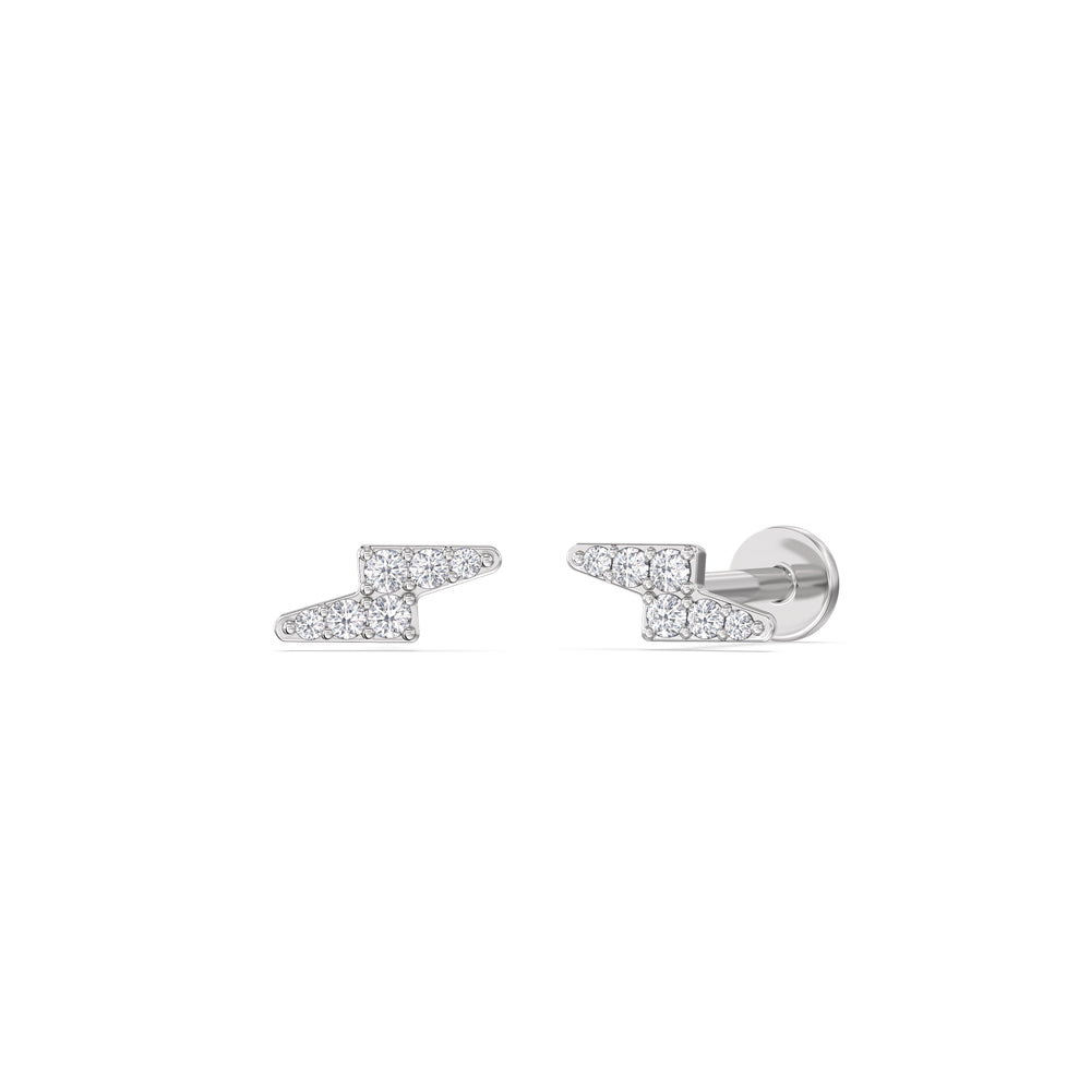 Bolt Flatback Studs with 14KT White Gold / Pair Cut Diamond in 14KT White Gold / Pair view 1

