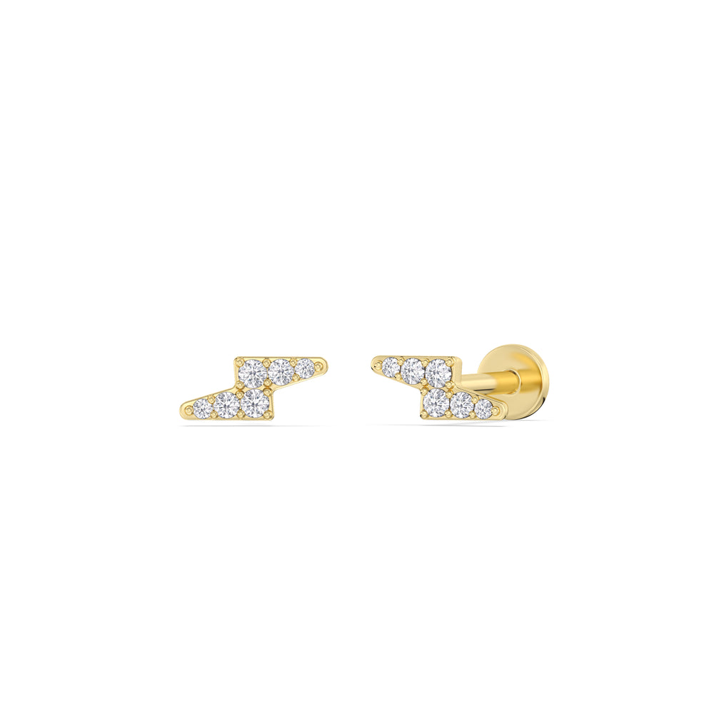 Bolt Flatback Studs with 14KT Yellow Gold / Right Cut Diamond in 14KT Yellow Gold / Right view 1
