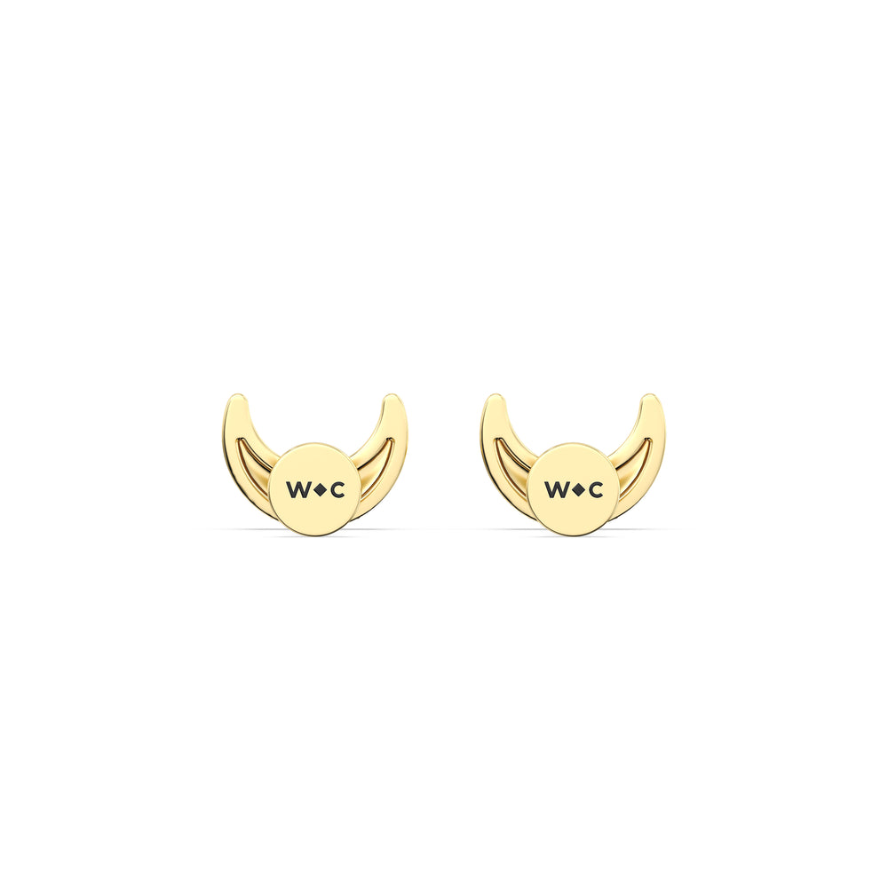 Crescent Flatback Studs with 14KT Yellow Gold / Left Cut Diamond in 14KT Yellow Gold / Left view 5
