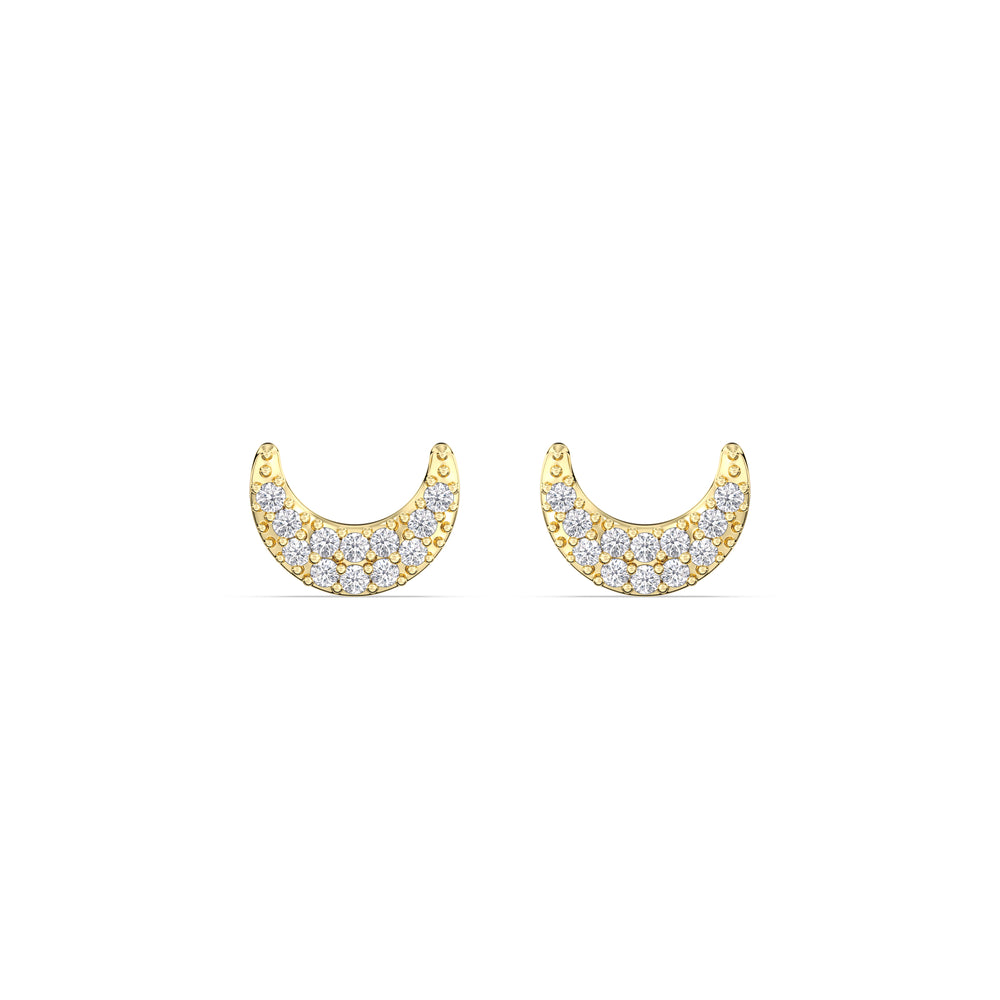 Crescent Flatback Studs with 14KT Yellow Gold / Pair Cut Diamond in 14KT Yellow Gold / Pair view 3
