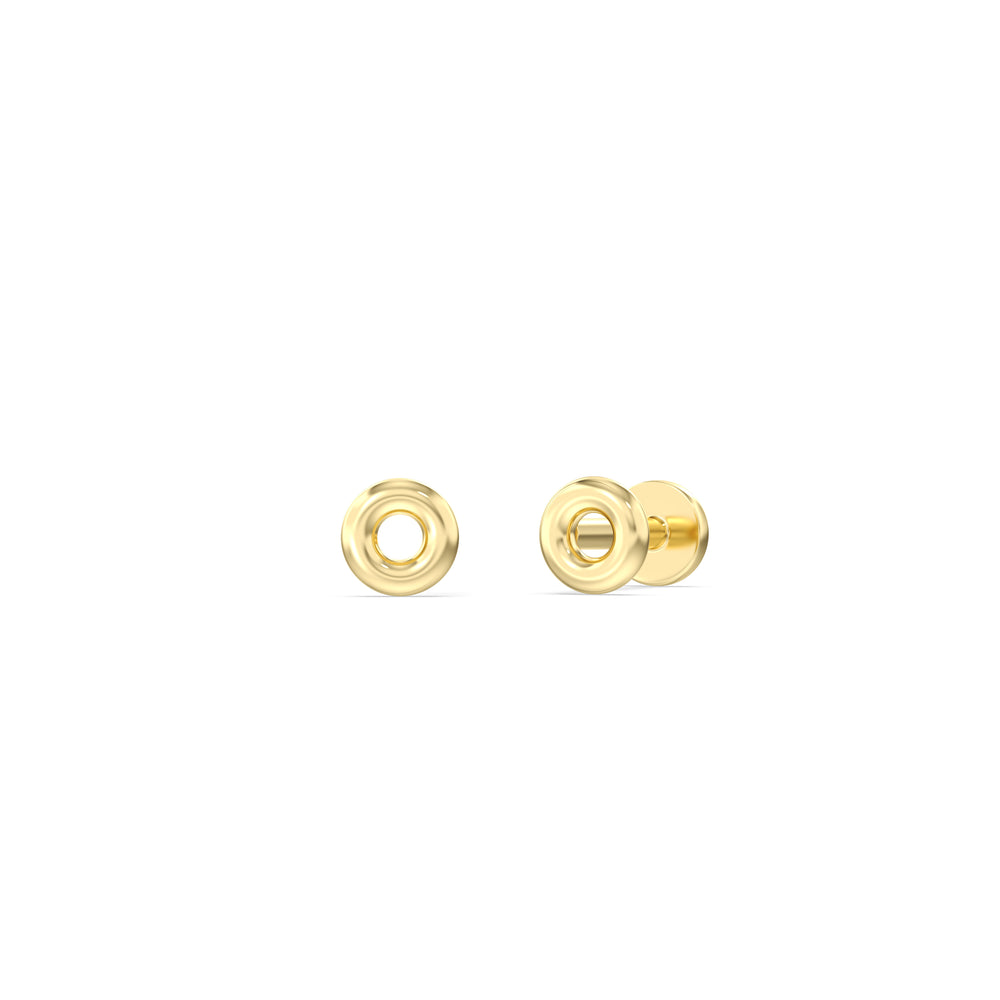 Classic Flatback Studs with 14KT Yellow Gold / Single Cut Diamond in 14KT Yellow Gold / Single view 1
