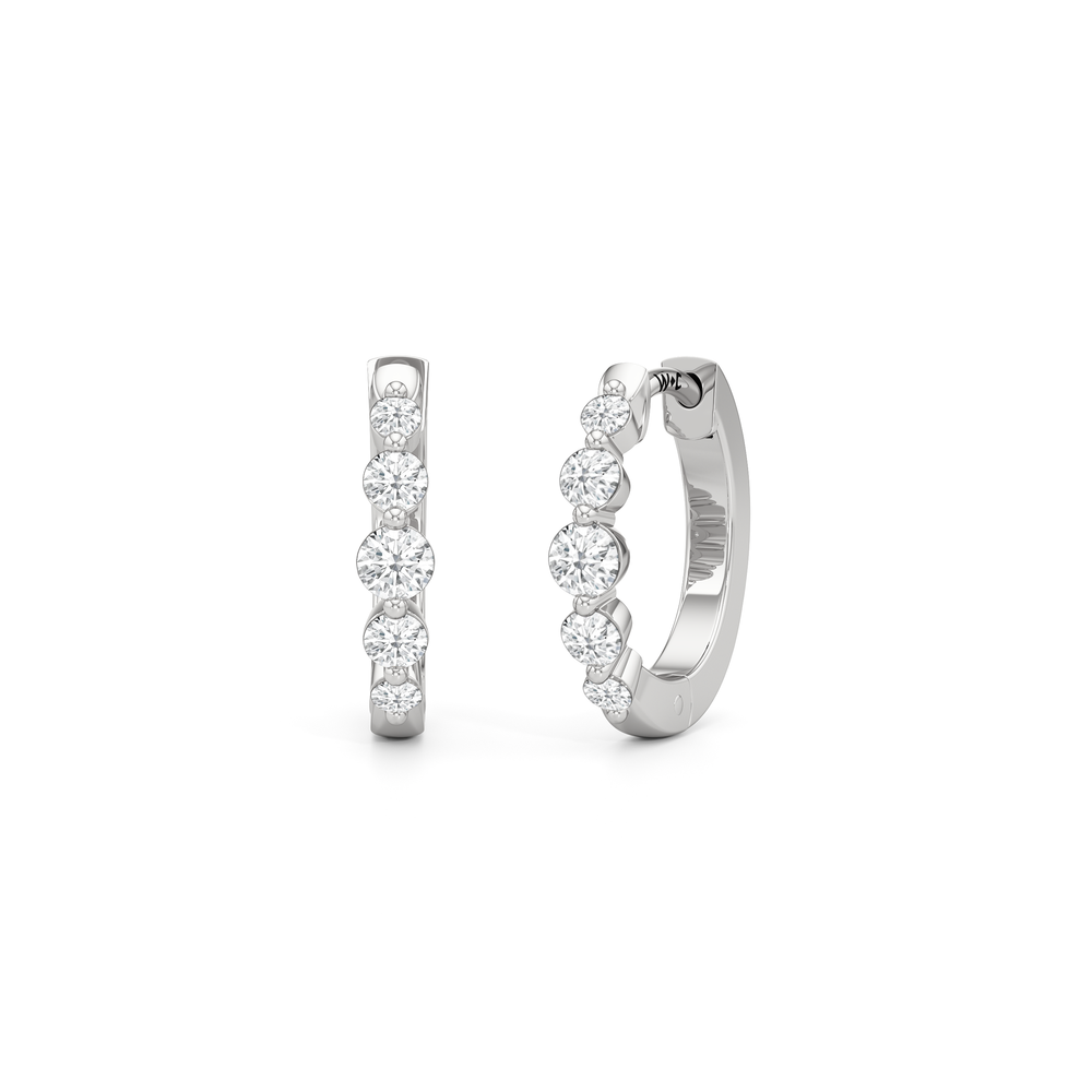 The Quinn Hoops with 14KT White Gold / Lab / 1/3 Cut Diamond in 14KT White Gold / Lab / 1/3 view 1
