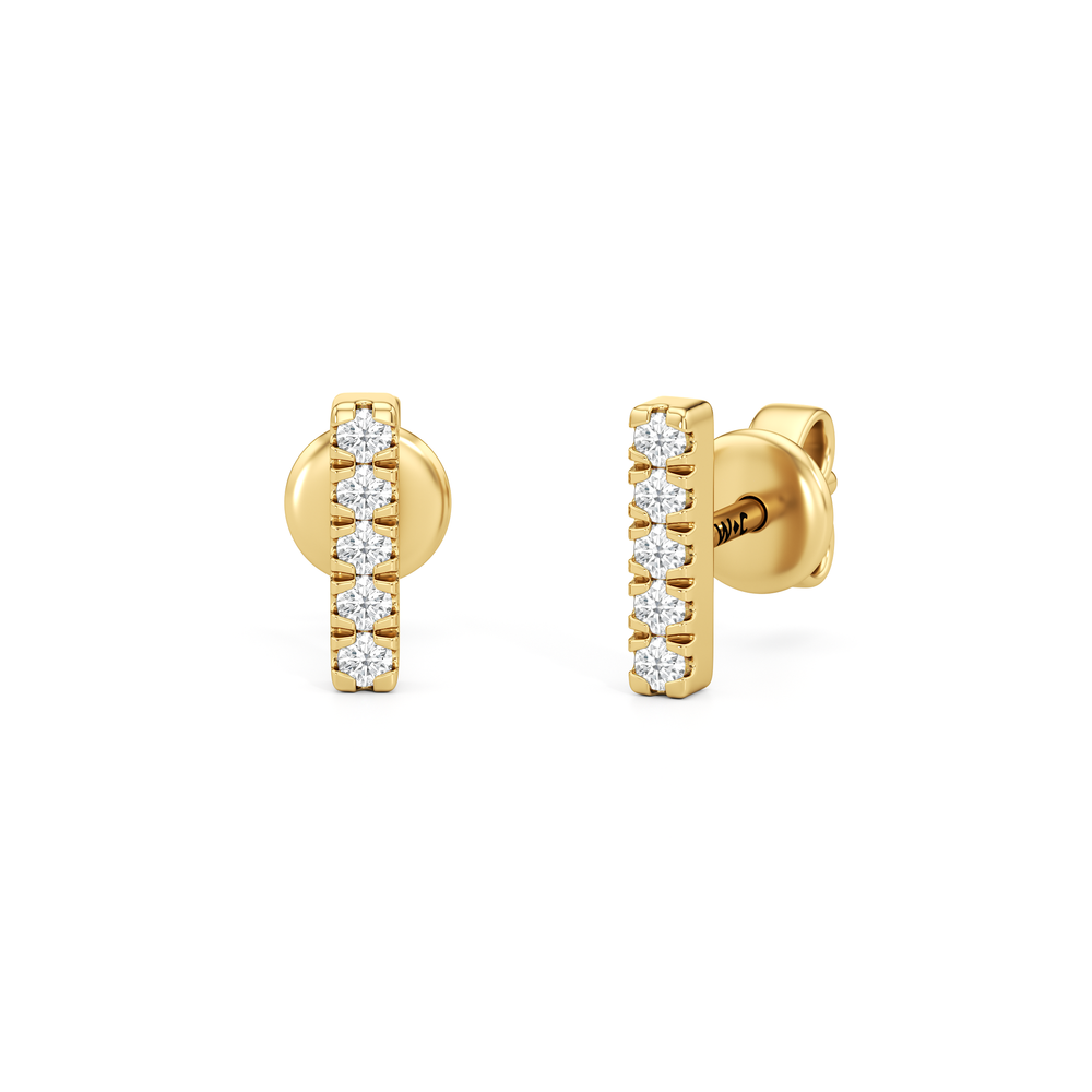 The Elena Stacker Studs with 14KT Yellow Gold / Lab / 1/10 Cut Diamond in 14KT Yellow Gold / Lab / 1/10 view 1
