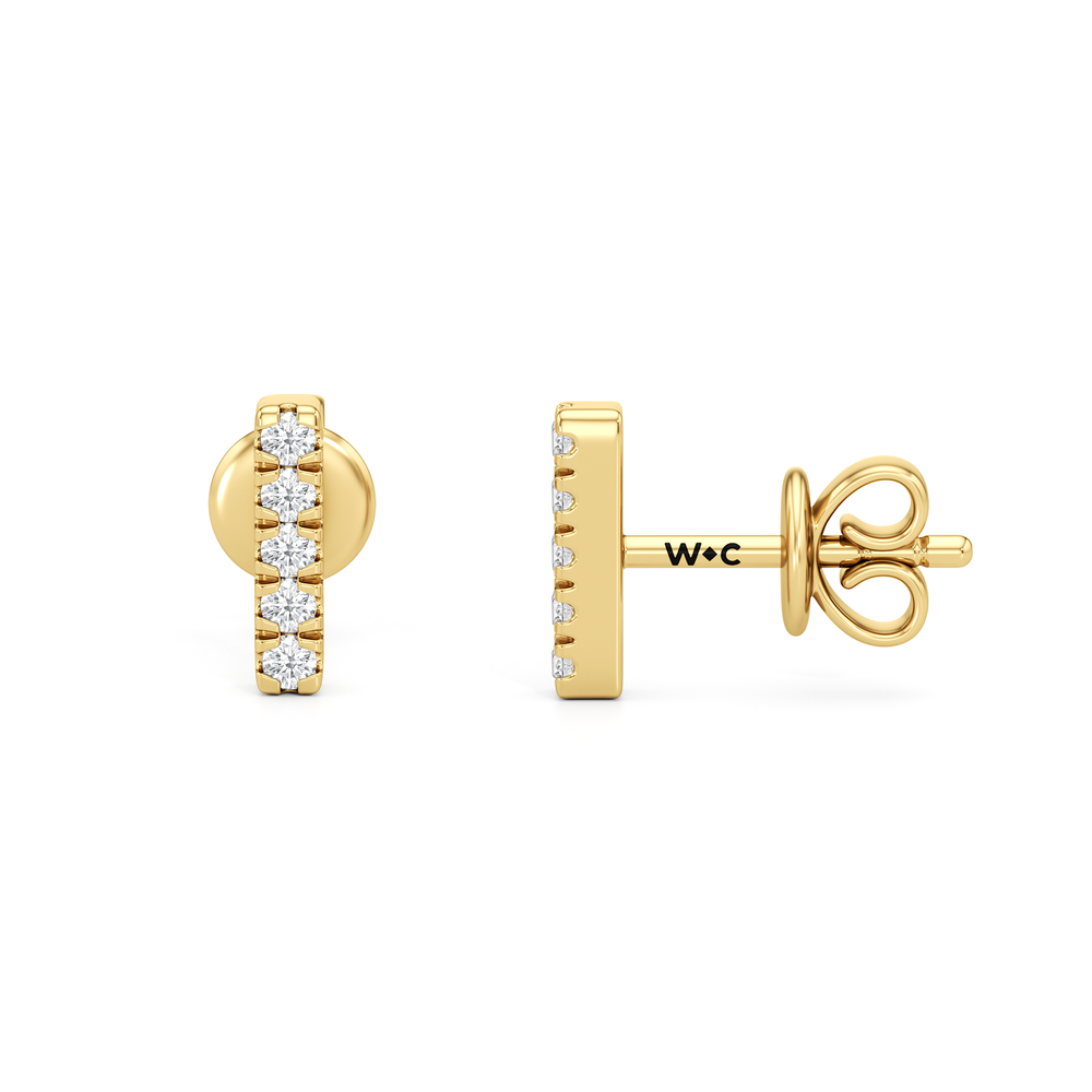 The Elena Stacker Studs with 14KT Yellow Gold / Lab / 1/10 Cut Diamond in 14KT Yellow Gold / Lab / 1/10 view 6
