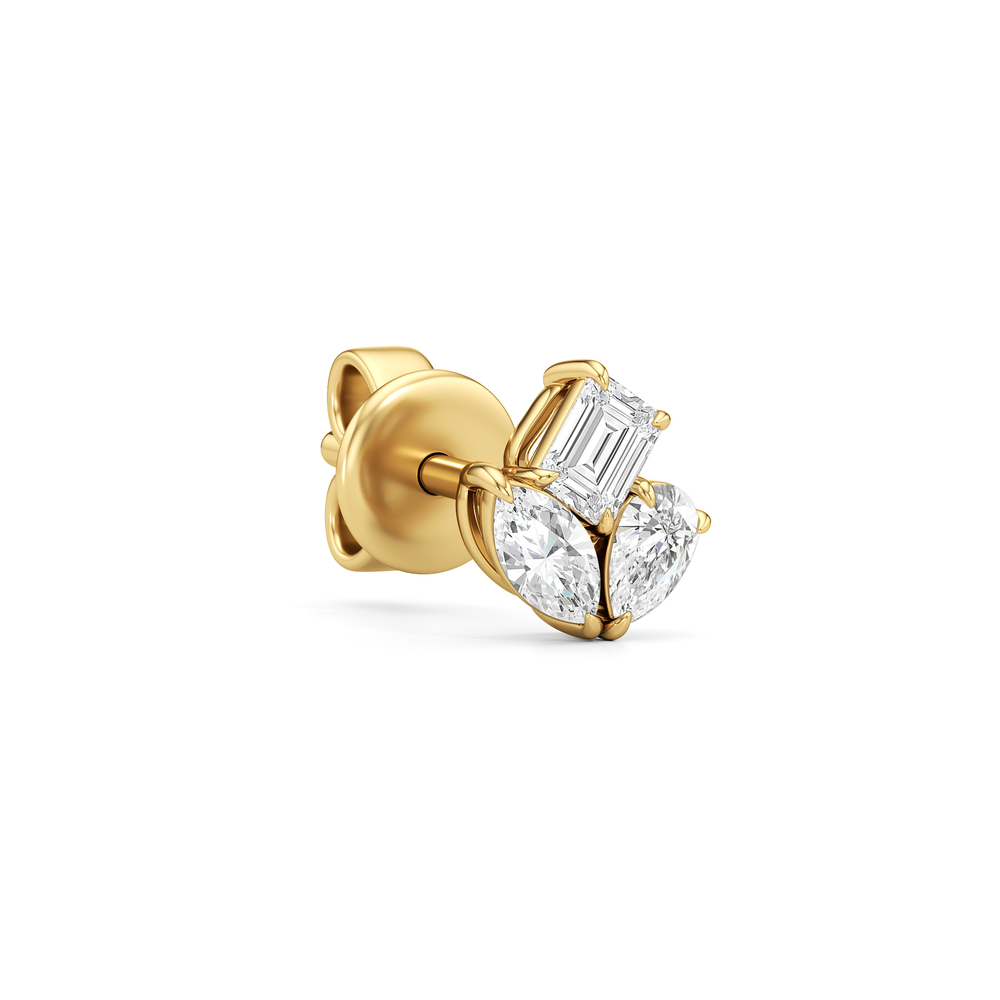 The Sloane Trilogy Studs with 14KT Yellow Gold / Lab / 1/2 Cut Diamond in 14KT Yellow Gold / Lab / 1/2 view 5
