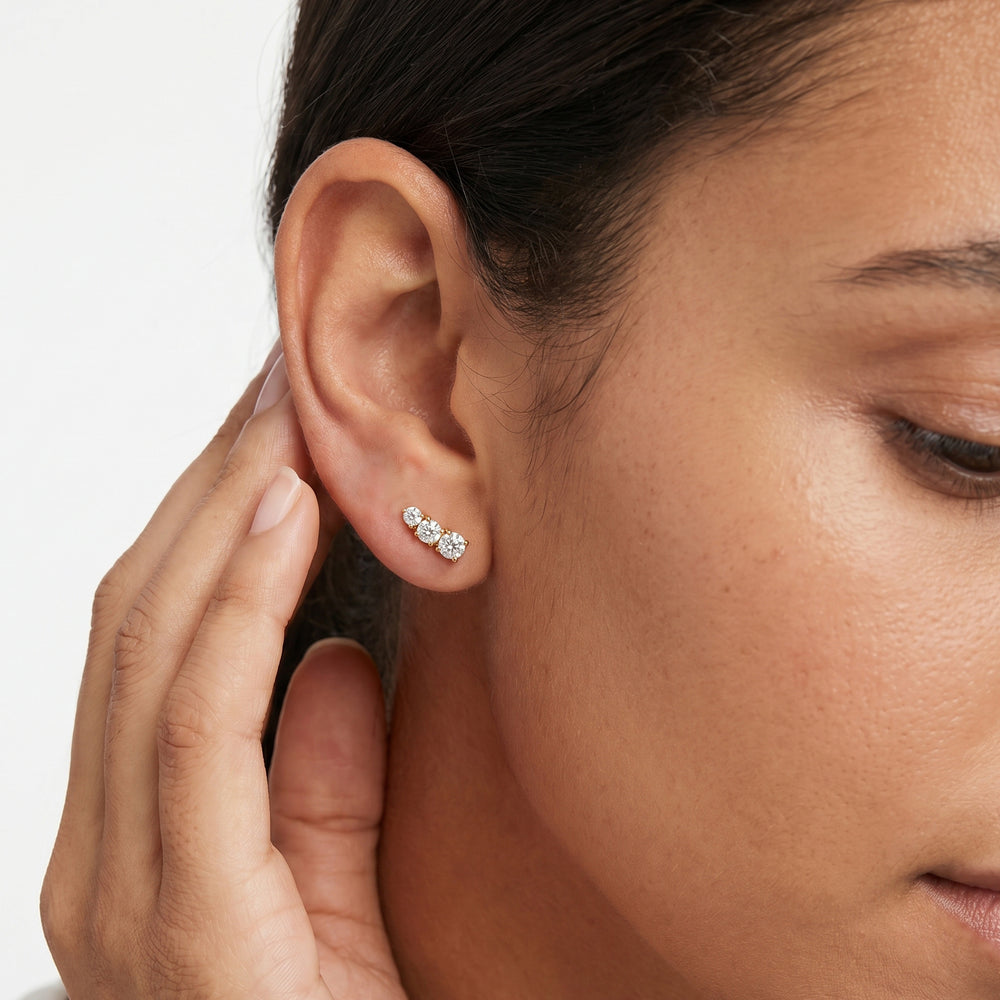 The Lila Mini Climbers with 14KT White Gold / Lab / 1/4 Cut Diamond in 14KT White Gold / Lab / 1/4 view 2
