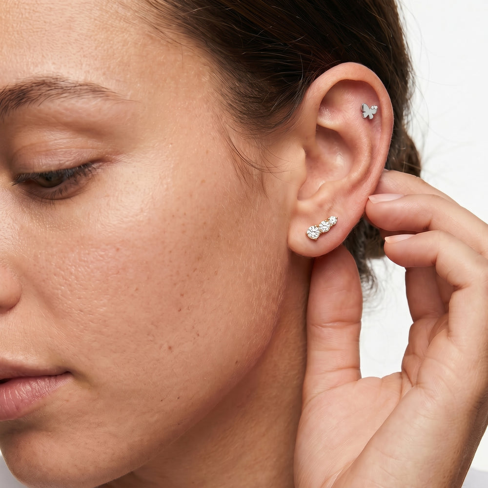 The Lila Mini Climbers with 14KT Yellow Gold / Lab / 1/4 Cut Diamond in 14KT Yellow Gold / Lab / 1/4 view 4

