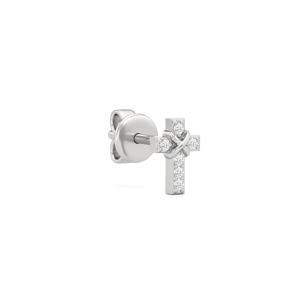 The Emilia Cross Earring with 14KT White Gold / Lab / 1/20 Cut Diamond in 14KT White Gold / Lab / 1/20 view 4
