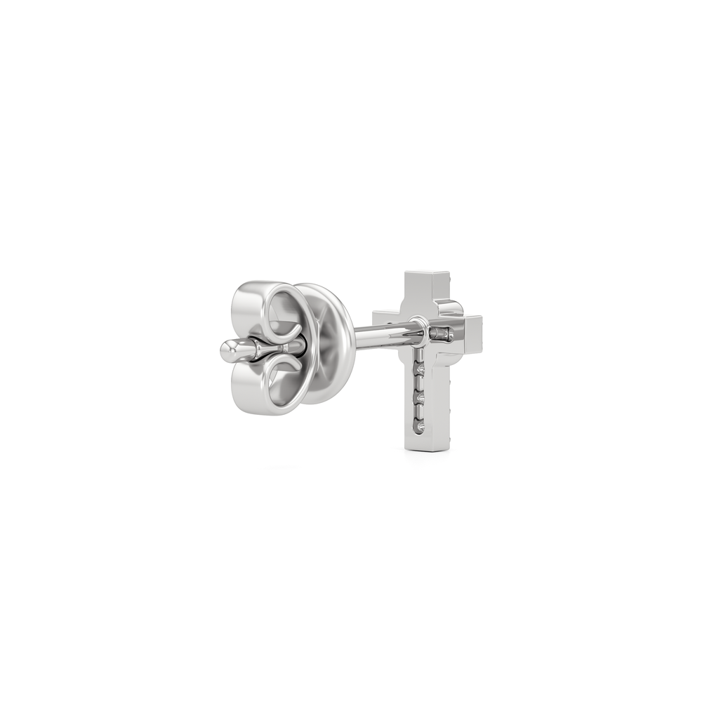 The Emilia Cross Earring with 14KT White Gold / Lab / 1/20 Cut Diamond in 14KT White Gold / Lab / 1/20 view 5
