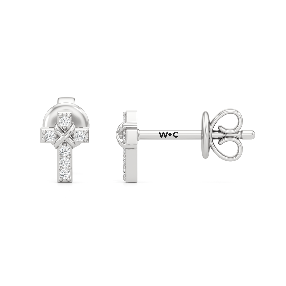 The Emilia Cross Earring with 14KT White Gold / Lab / 1/20 Cut Diamond in 14KT White Gold / Lab / 1/20 view 6
