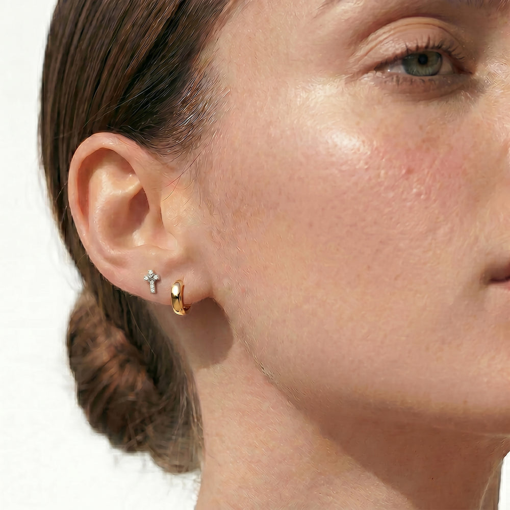 The Emilia Cross Earring with 14KT White Gold / Lab / 1/20 Cut Diamond in 14KT White Gold / Lab / 1/20 view 3
