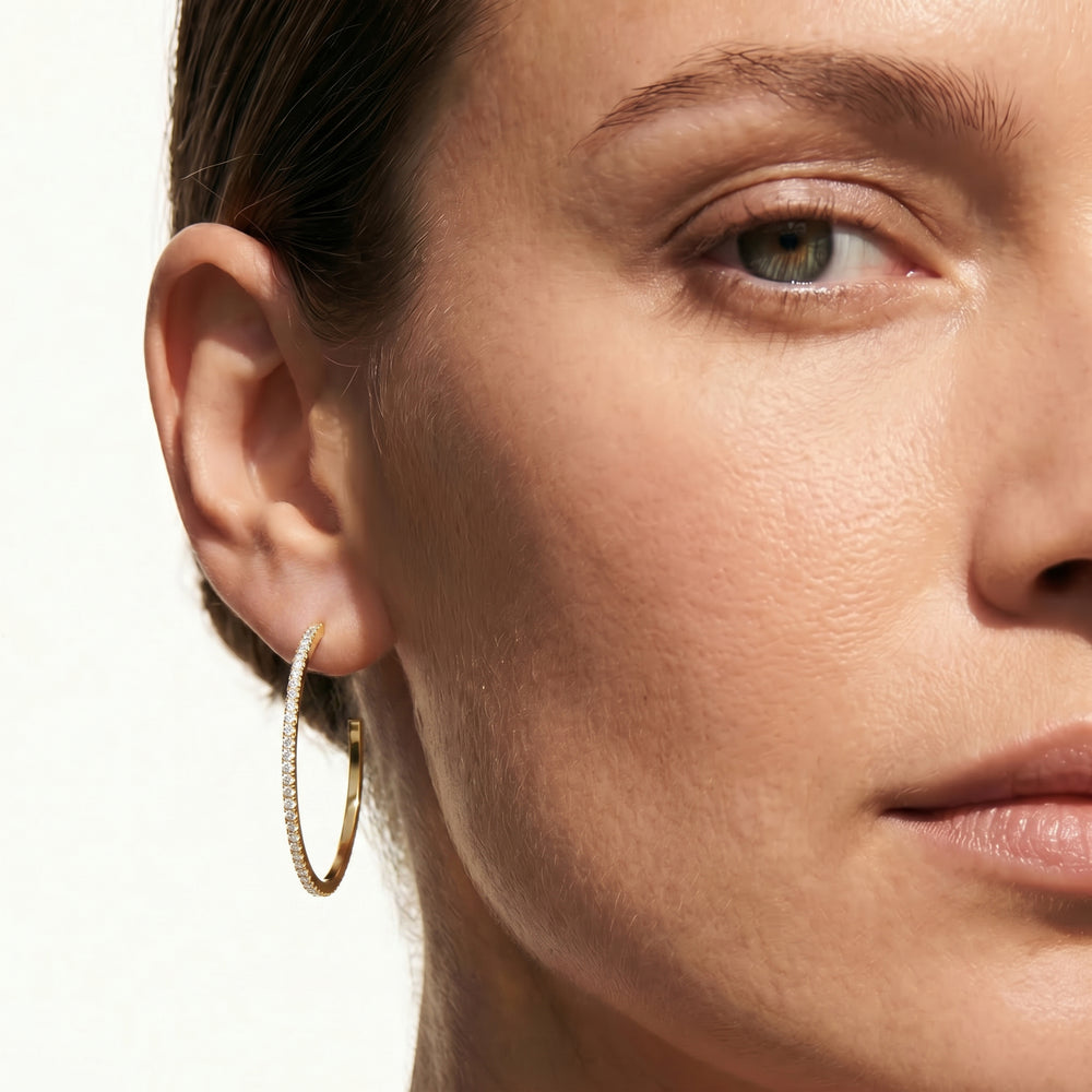 The Lana Classic Hoops with 14KT White Gold / Lab / 1 1/3 Cut Diamond in 14KT White Gold / Lab / 1 1/3 view 3
