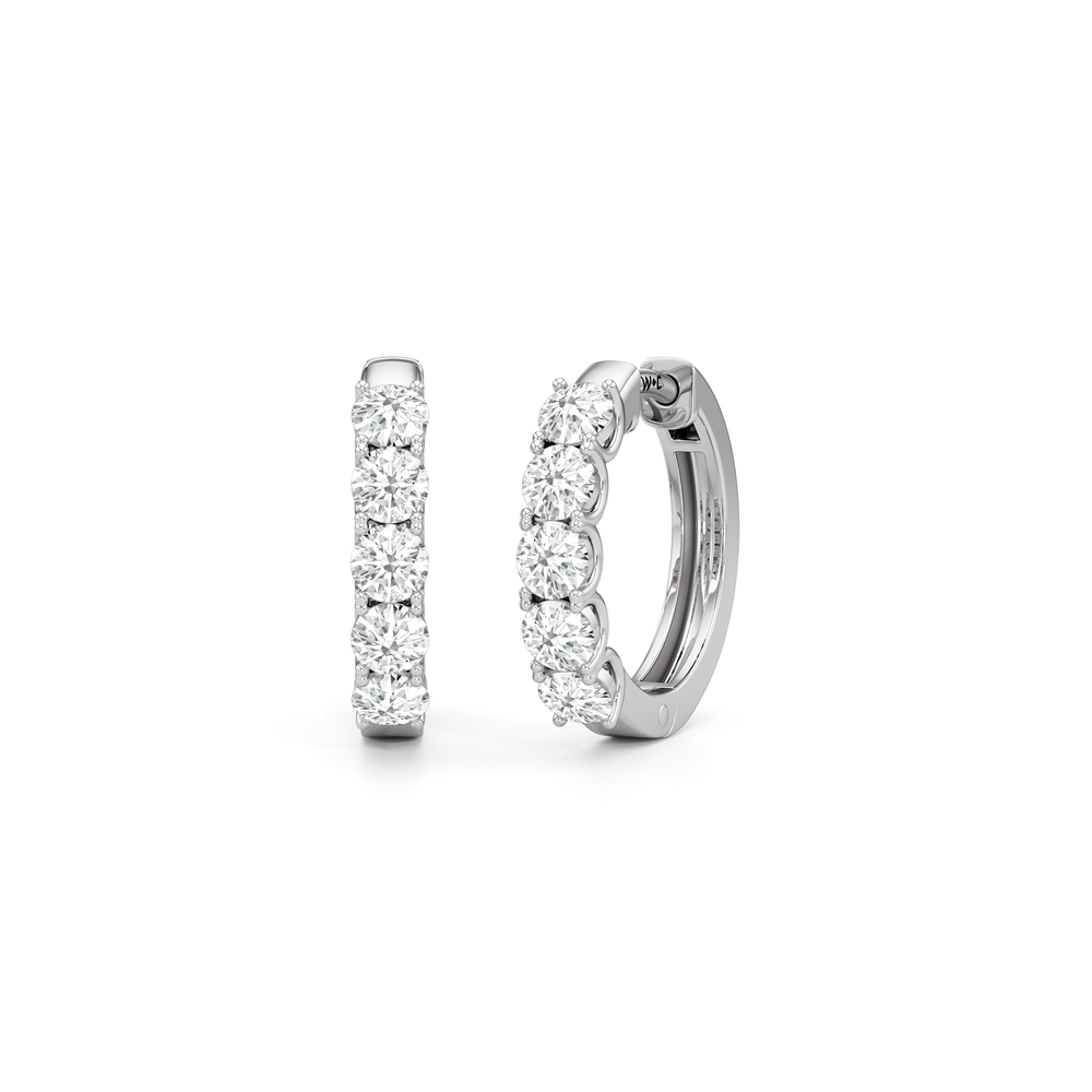 The Cleo Mini Hoops with 14KT White Gold / Lab / 1 Cut Diamond in 14KT White Gold / Lab / 1 view 1
