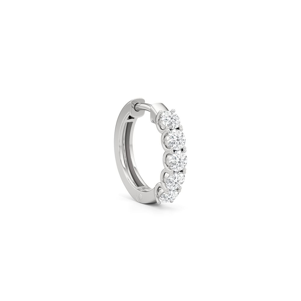 The Cleo Mini Hoops with 14KT White Gold / Lab / 1 Cut Diamond in 14KT White Gold / Lab / 1 view 4
