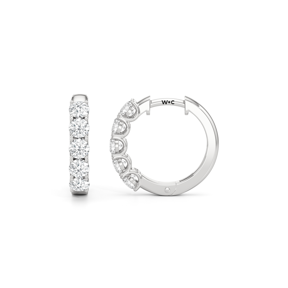 The Cleo Mini Hoops with 14KT White Gold / Lab / 1 Cut Diamond in 14KT White Gold / Lab / 1 view 6
