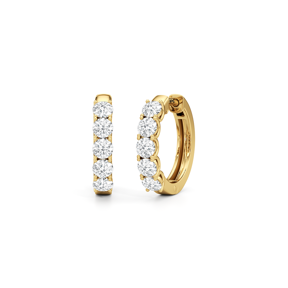 The Cleo Mini Hoops with 14KT Yellow Gold / Lab / 1 Cut Diamond in 14KT Yellow Gold / Lab / 1 view 1
