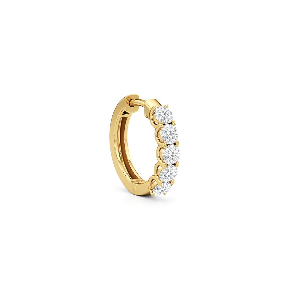 The Cleo Mini Hoops with 14KT Yellow Gold / Lab / 1 Cut Diamond in 14KT Yellow Gold / Lab / 1 view 4
