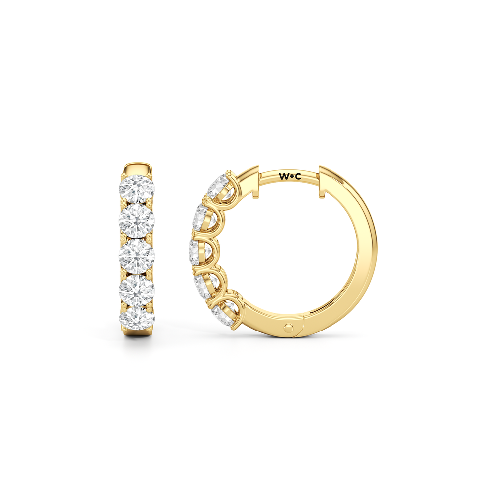 The Cleo Mini Hoops with 14KT Yellow Gold / Lab / 1 Cut Diamond in 14KT Yellow Gold / Lab / 1 view 6
