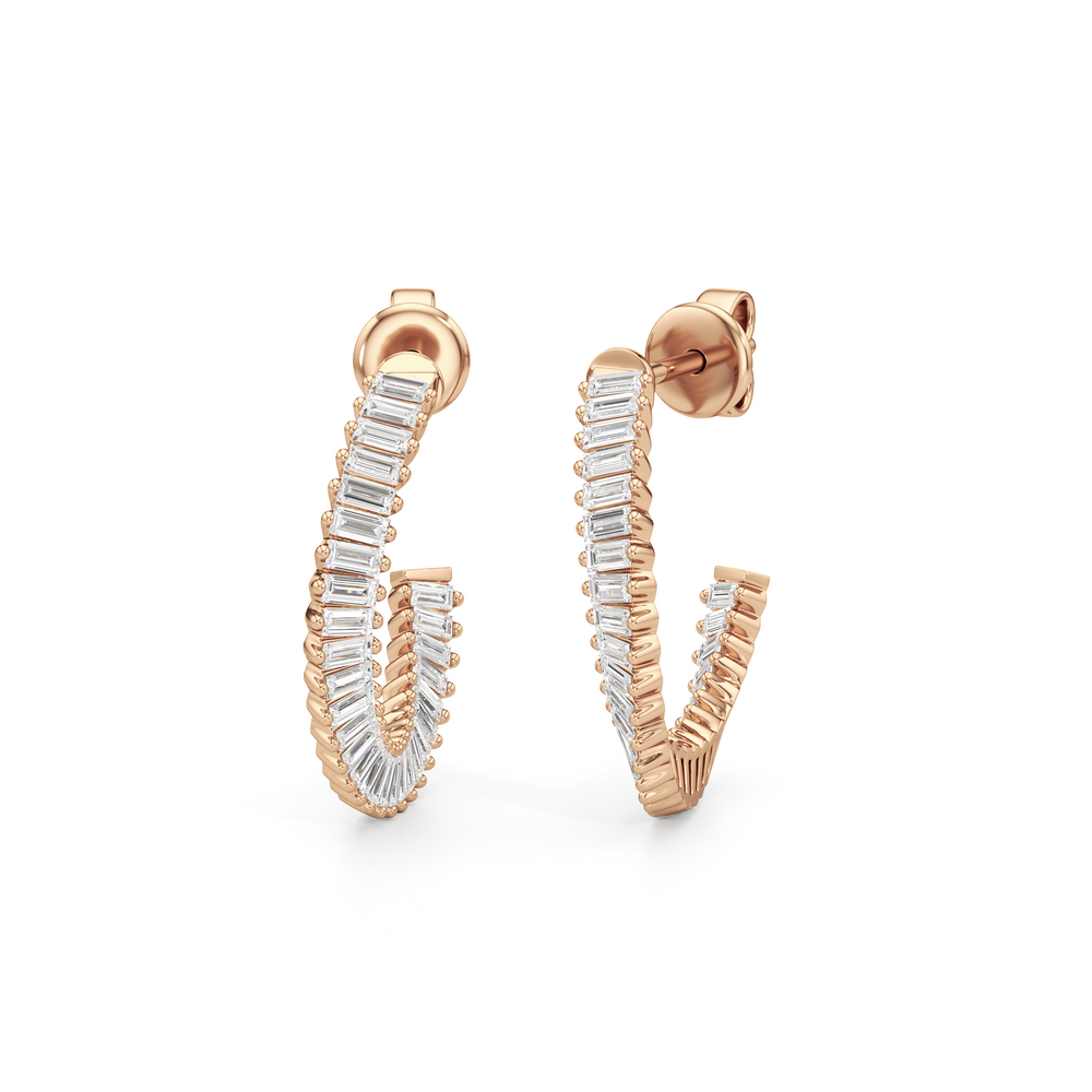 The Caroline Hoops with 14KT Rose Gold / Lab / 3/4 Cut Diamond in 14KT Rose Gold / Lab / 3/4 view 1
