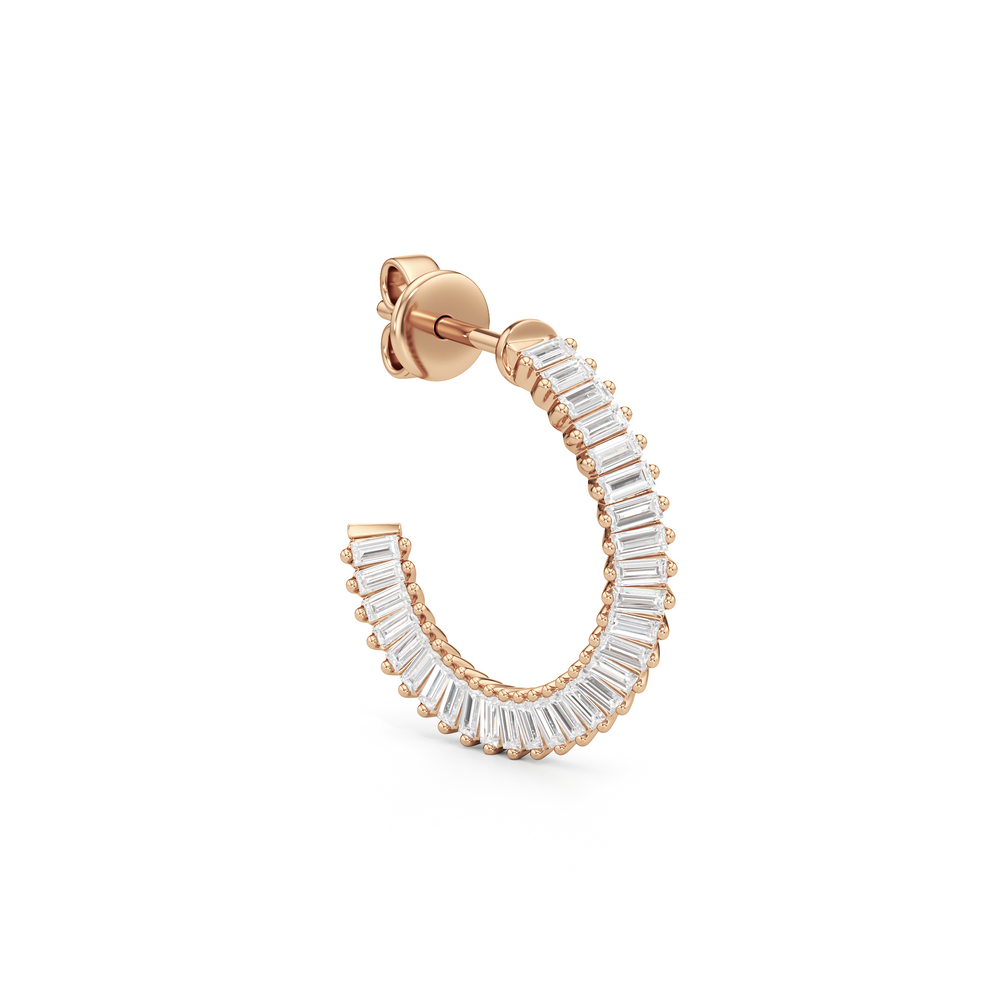 The Caroline Hoops with 14KT Rose Gold / Lab / 3/4 Cut Diamond in 14KT Rose Gold / Lab / 3/4 view 4

