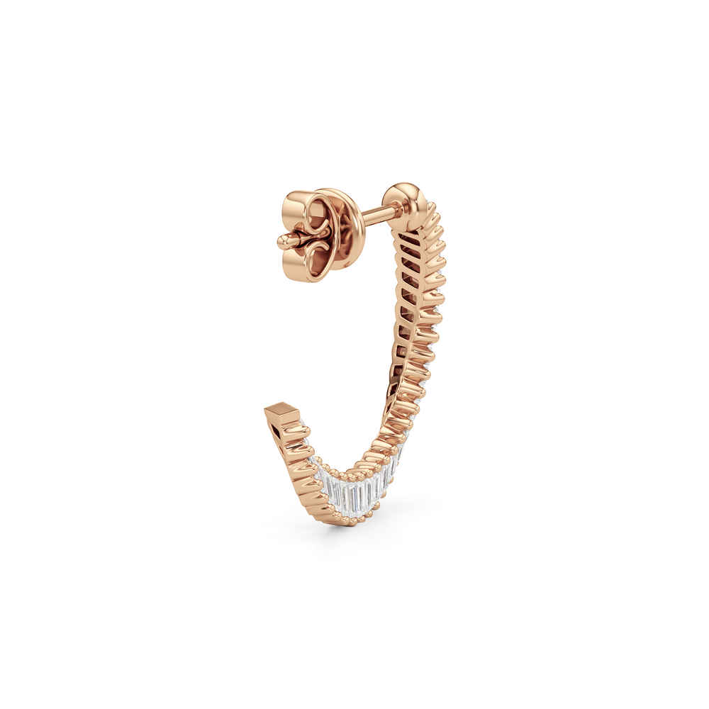 The Caroline Hoops with 14KT Rose Gold / Lab / 3/4 Cut Diamond in 14KT Rose Gold / Lab / 3/4 view 5
