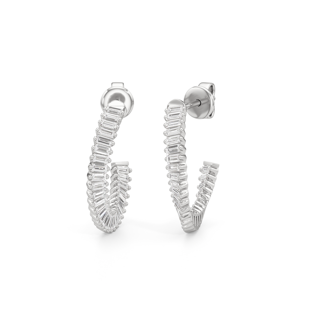 The Caroline Hoops with 14KT White Gold / Lab / 3/4 Cut Diamond in 14KT White Gold / Lab / 3/4 view 1
