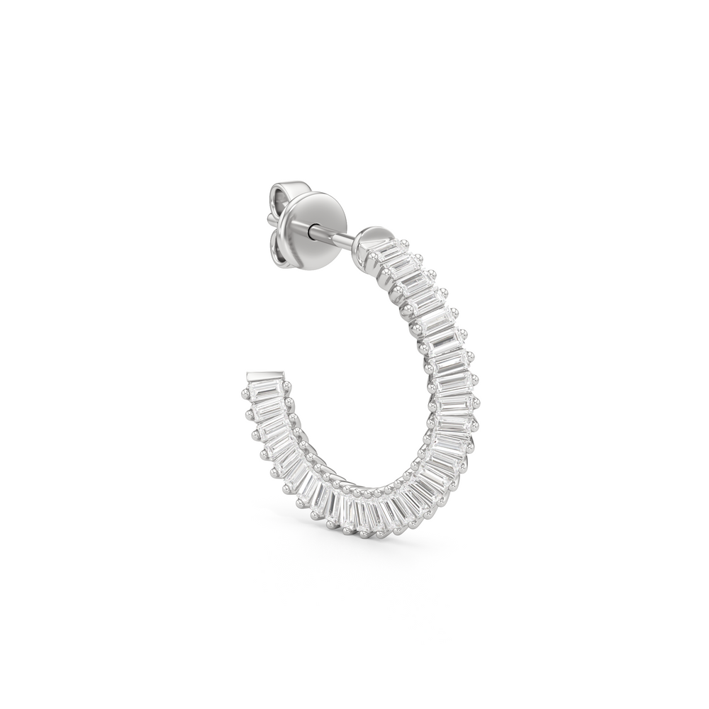 The Caroline Hoops with 14KT White Gold / Lab / 3/4 Cut Diamond in 14KT White Gold / Lab / 3/4 view 4
